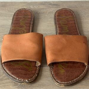 Sam Edelman Brown Leather Slide Sandals